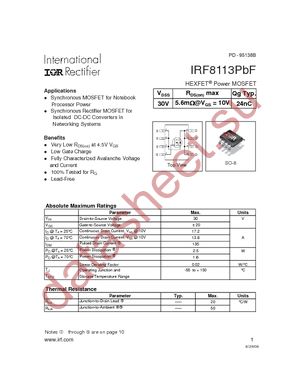 IRF8113TRPBF datasheet  